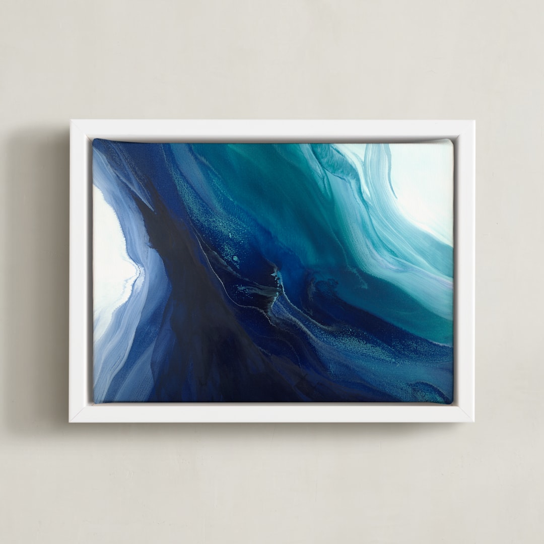 "Caribbean Silk" - Art Print in caribbean blue/teal by Teodora Guererra - Framed Canvas