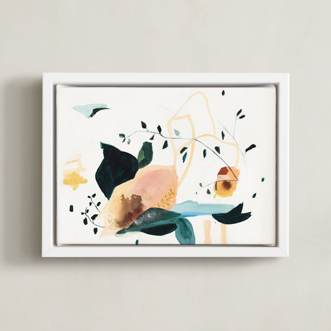 "Lyrical" - Art Print in Nude Coral by Sarah McInroe - Framed Canvas