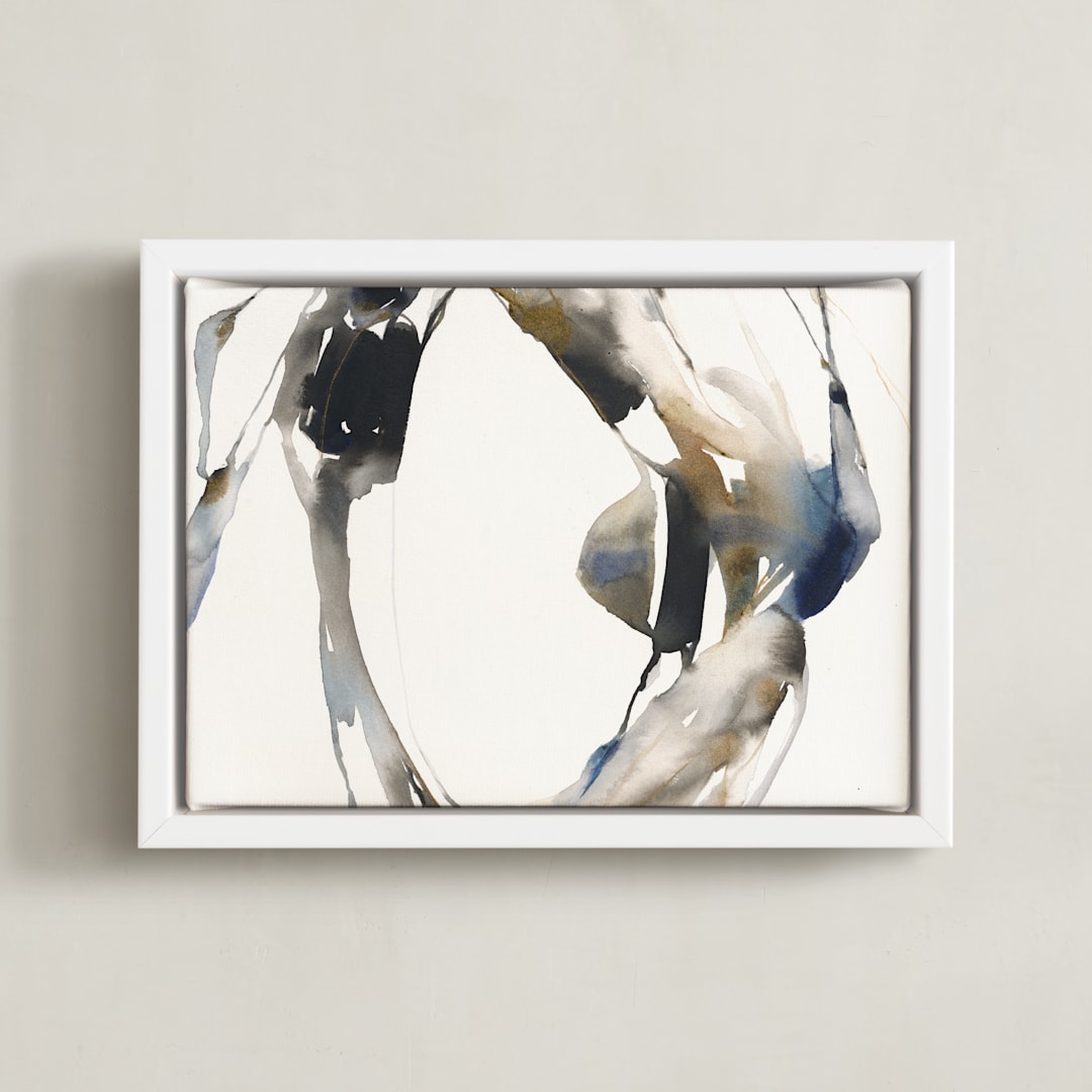 "Surrounding" - Art Print in grey wash by Michelle Lee - Framed Canvas