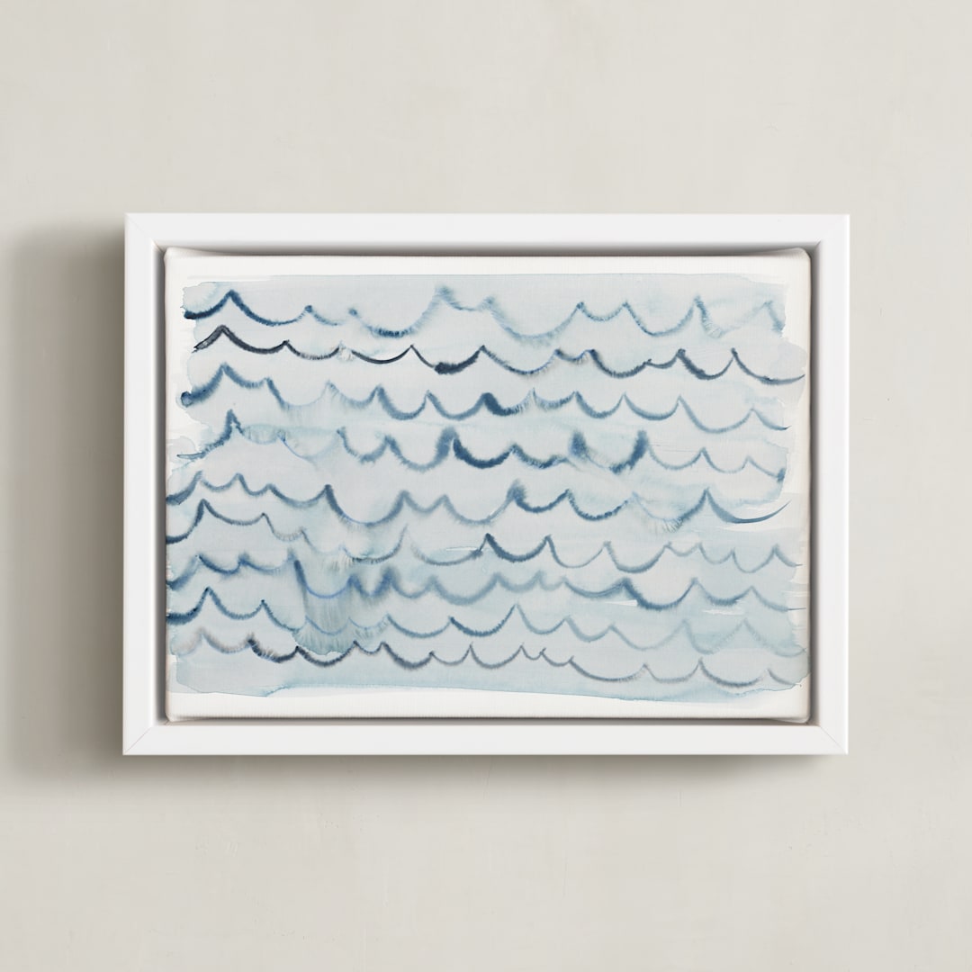 "waves" - Art Print in pool blue by Kelly Witmer - Framed Canvas