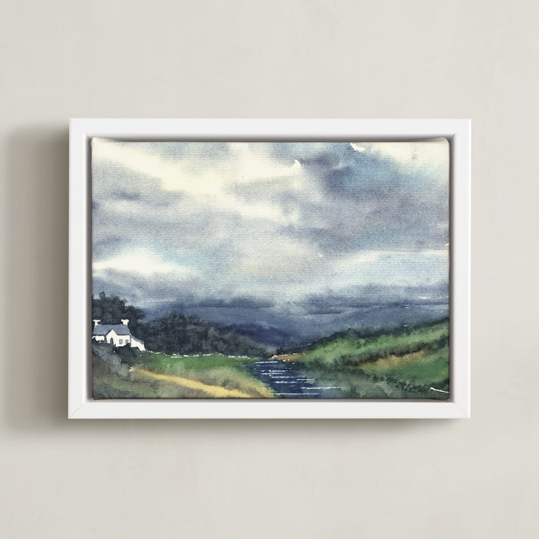 "Cloud Symphony Donegal Ireland" - Art Print in dark sea green by Eva Marion - Framed Canvas