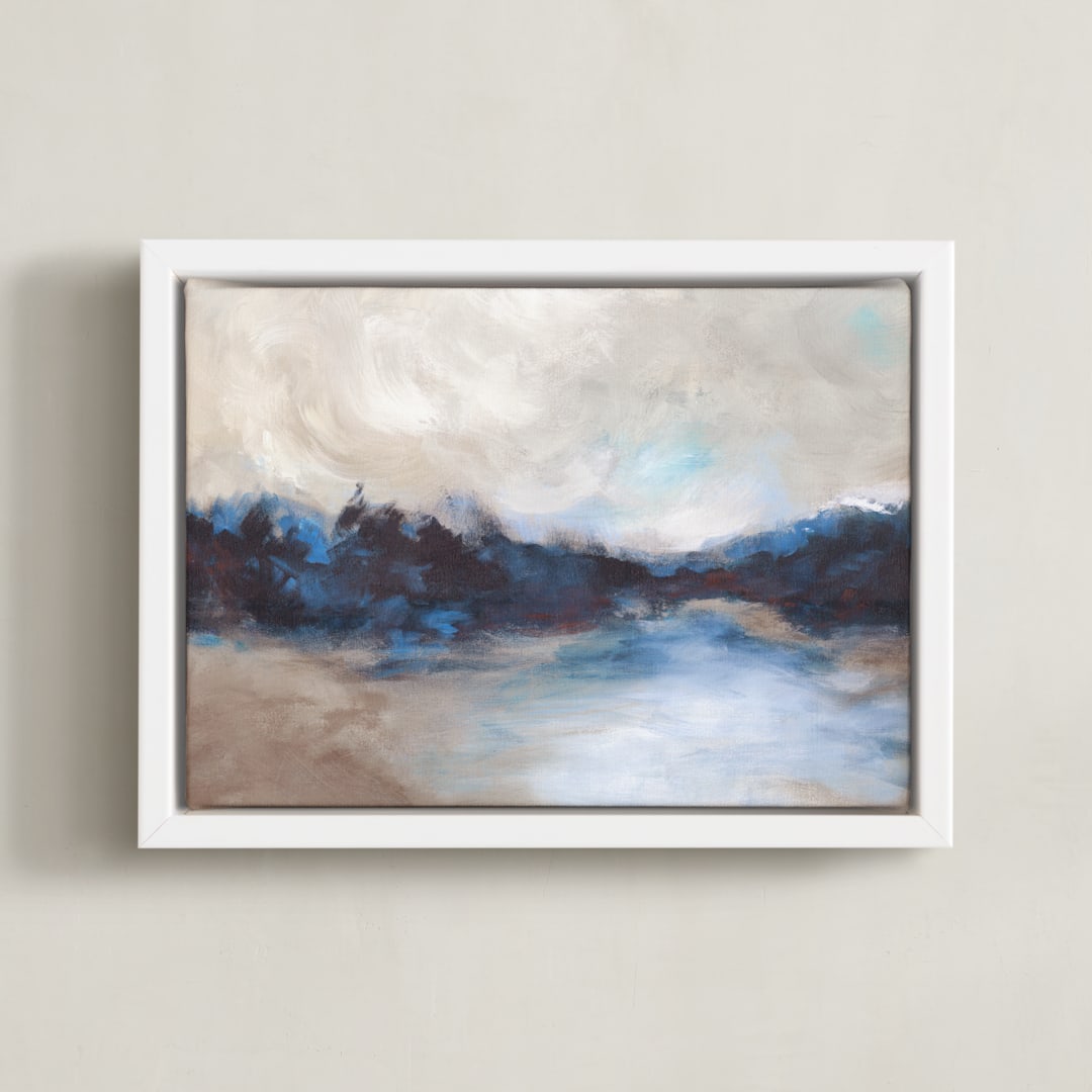 "Saint Mary's Lake" - Art Print in Phthalo Blue by Lorent and Leif - Framed Canvas