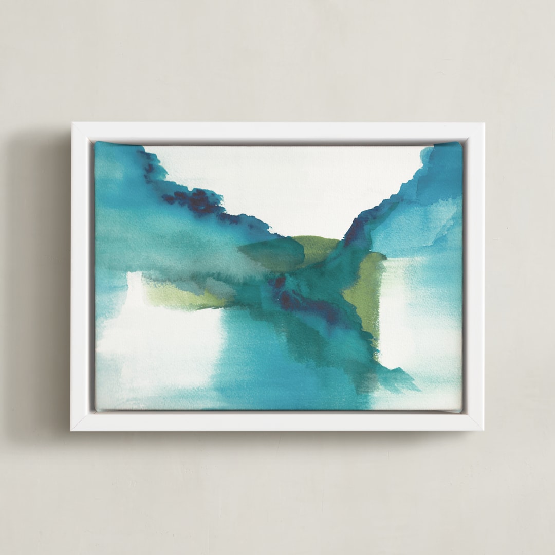 "Enchant II" - Art Print in Teal by Christine Llewellyn - Framed Canvas