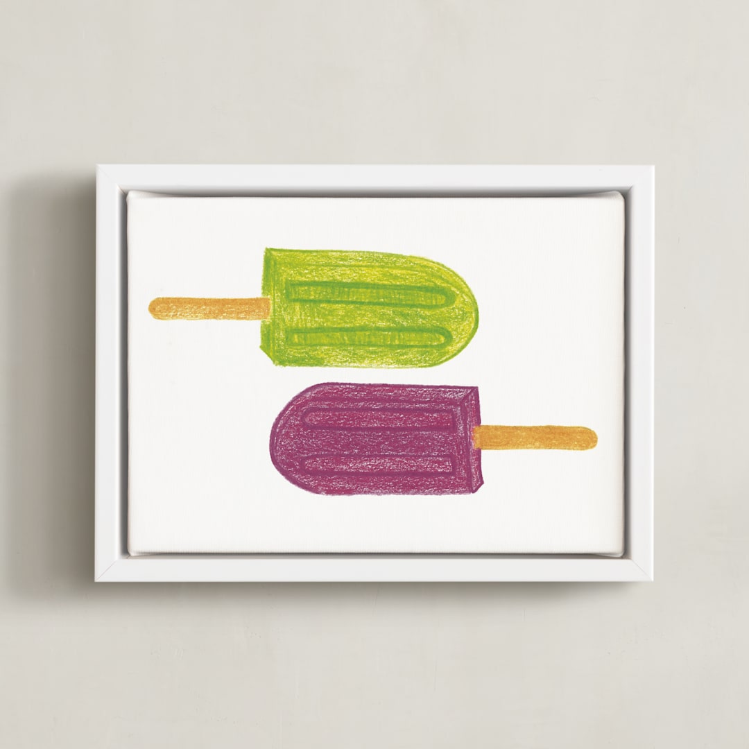 "Bright Pops" - Art Print in Lime Green by Akweley Creative - Framed Canvas