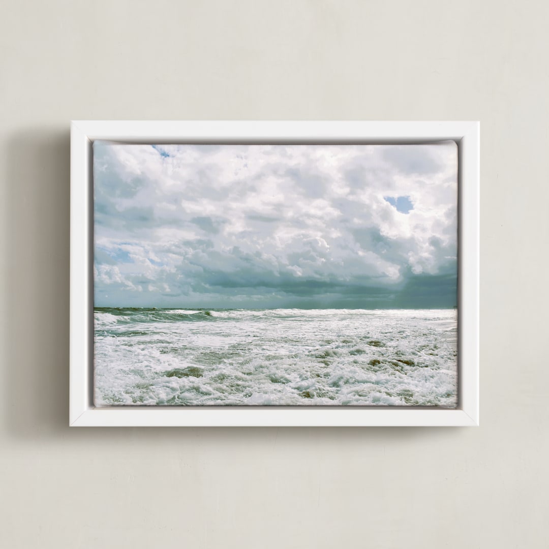 "Beachy Bliss" - Art Print in Ocean Sage by Charlotte Mello Stevenson - Framed Canvas