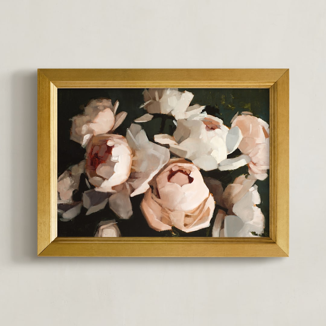"Popping Peonies" - Art Print in Blush by Rachel Nelson - Framed