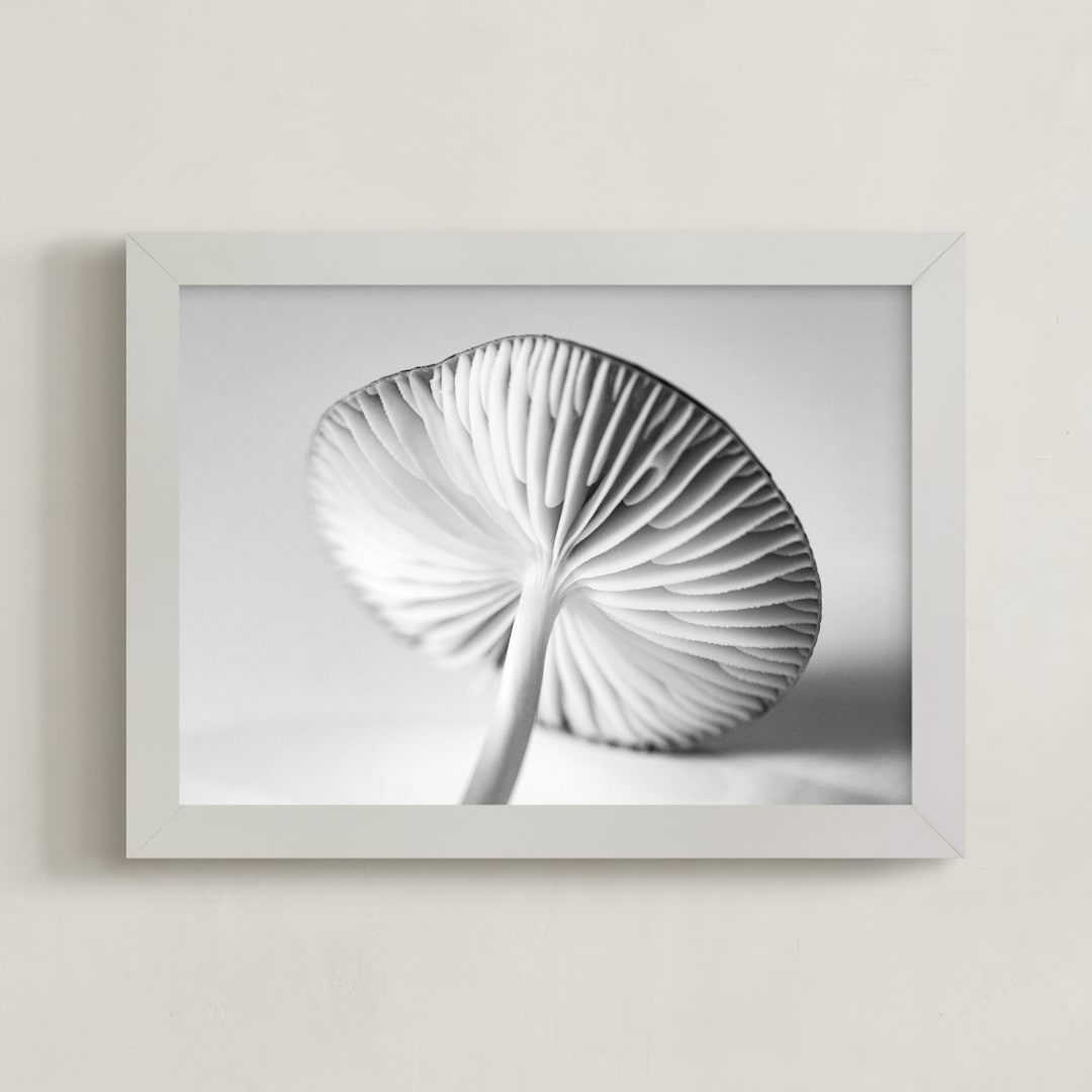 "Mushroom Found" - Art Print in light grey by Alexis Arnold - Framed