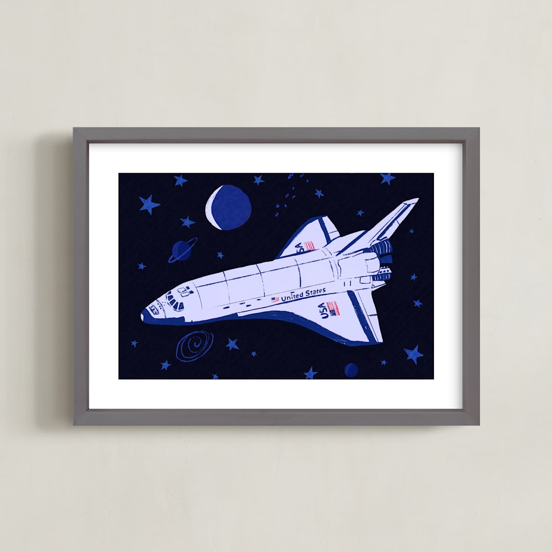 "Space Shuttle" - Art Print in Galaxy by Stefanie Lane - Framed
