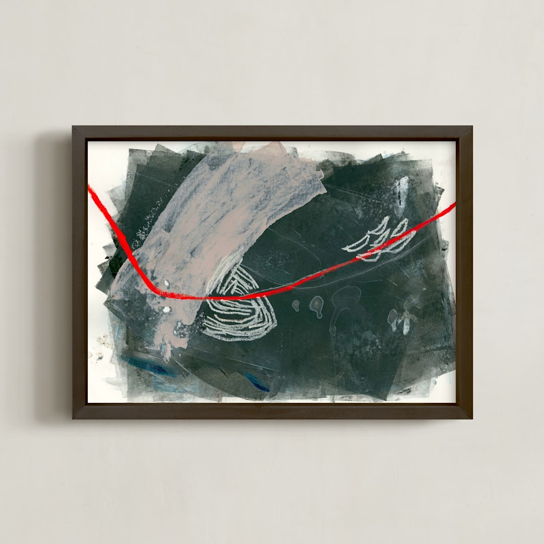 "I Need A Sign" - Art Print in charcoal teal by Lauren Packard - Framed