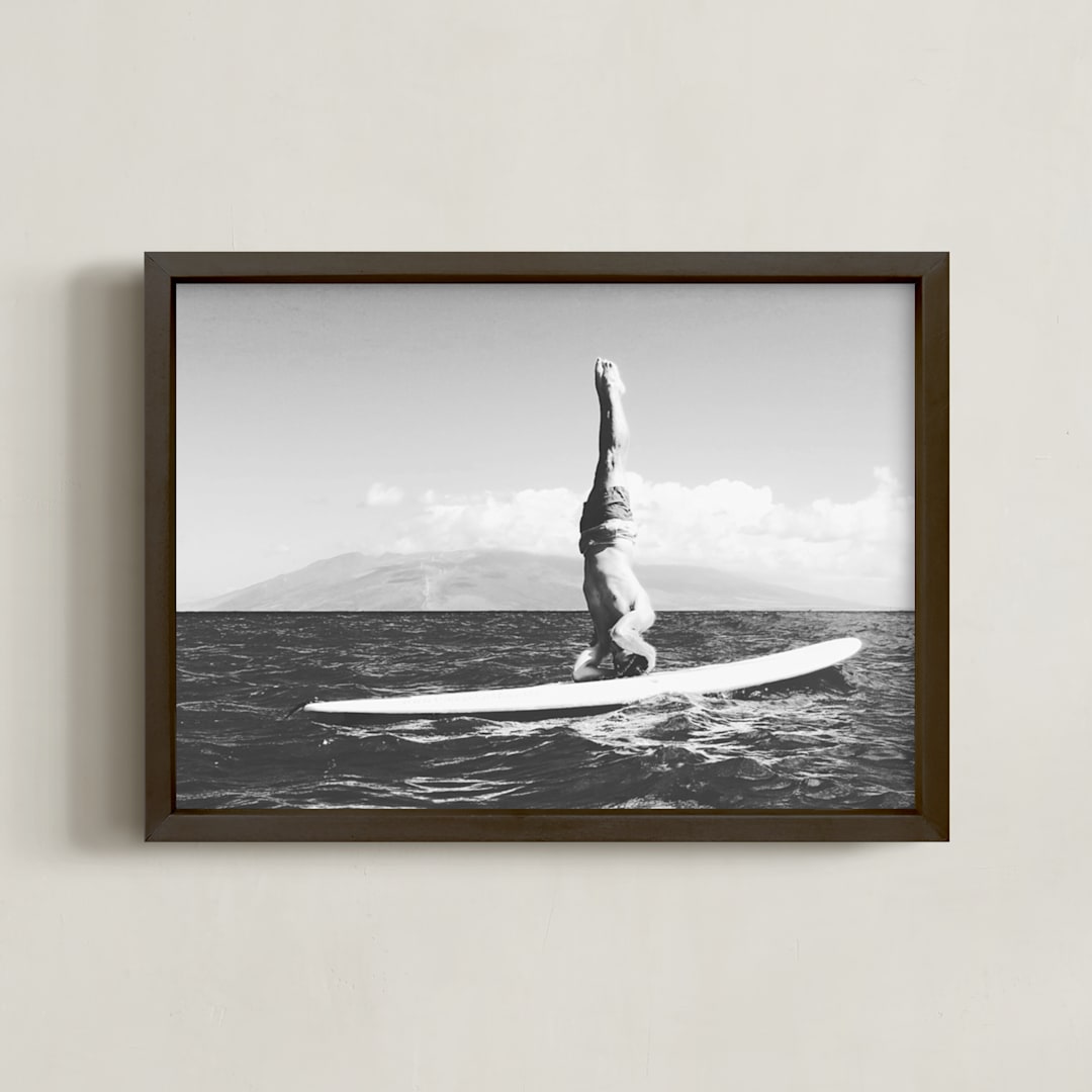 "Island Yogi" - Art Print in slate grey by Amanda Phelps - Framed