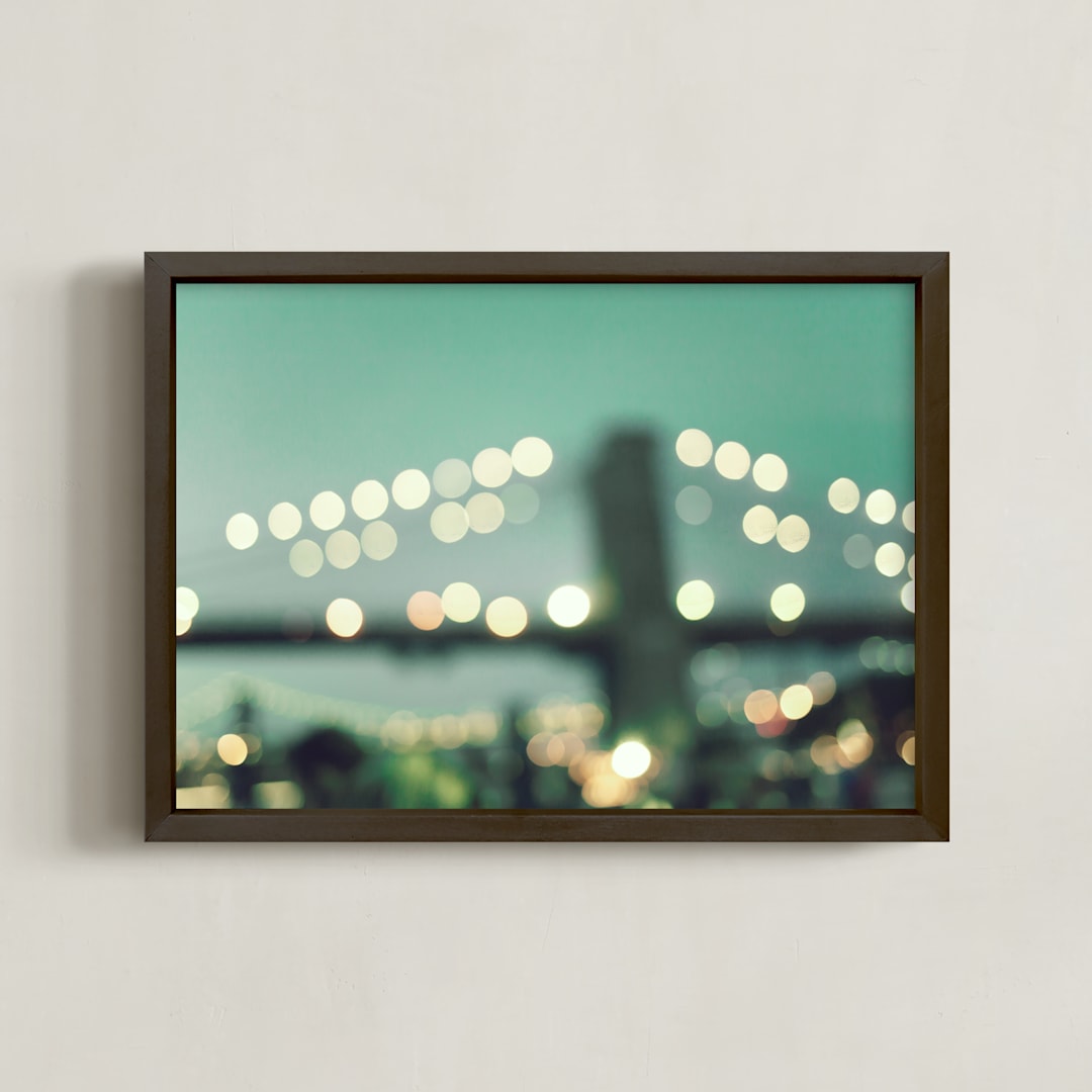 "NYC Dusk" - Art Print in Dark Mint by Caroline Mint - Framed
