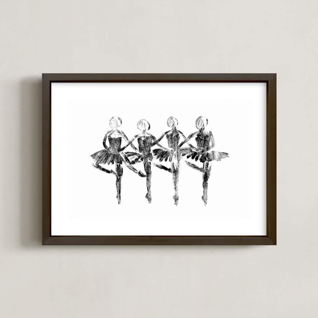 "Les Cygnets" - Art Print in black by Leanne Friedberg - Framed