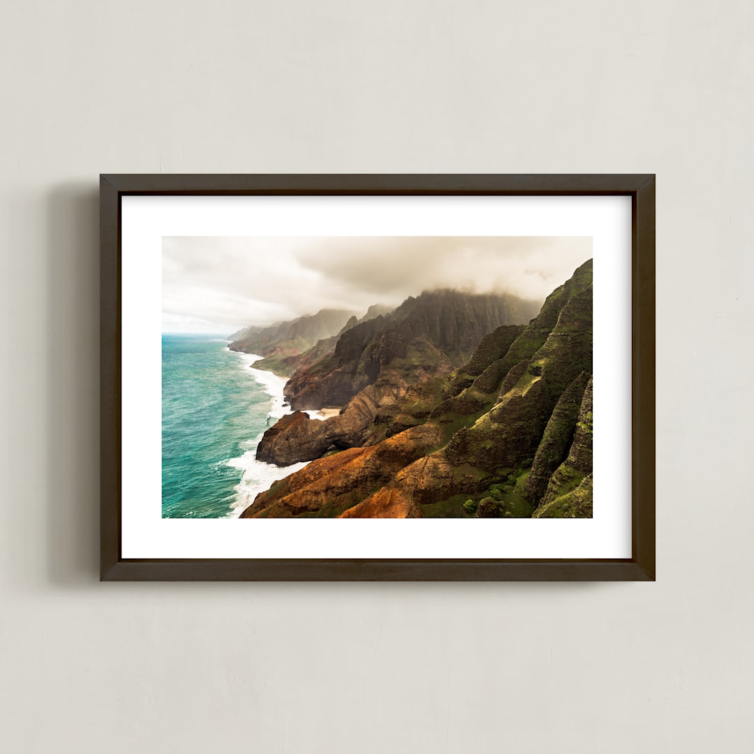 "Na Pali Coast, Kauai, HI" - Art Print in White by TImothy Mollen - Framed