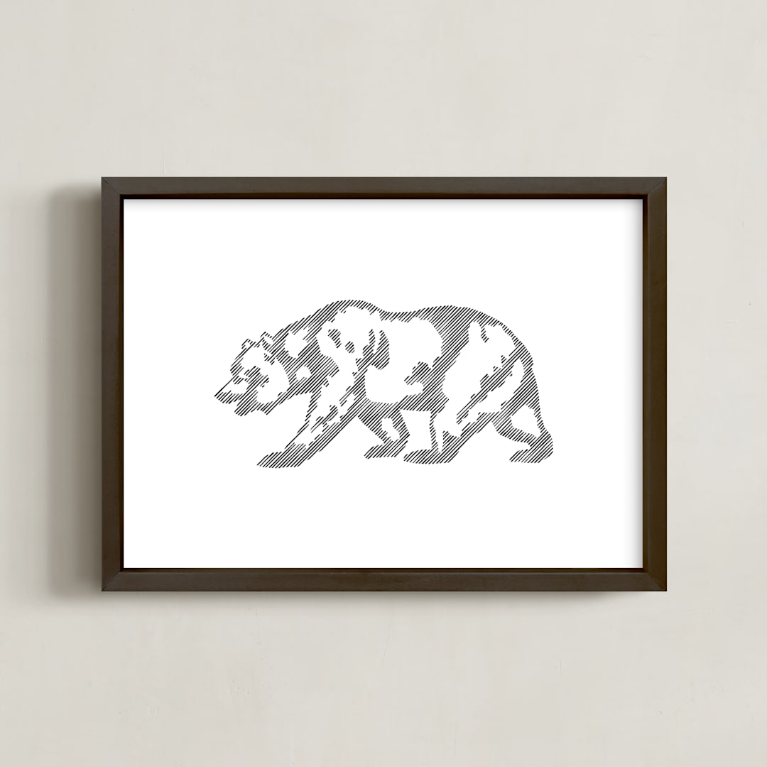 "Grizzly Bear" - Art Print in Obsidian by Amber Barkley - Framed
