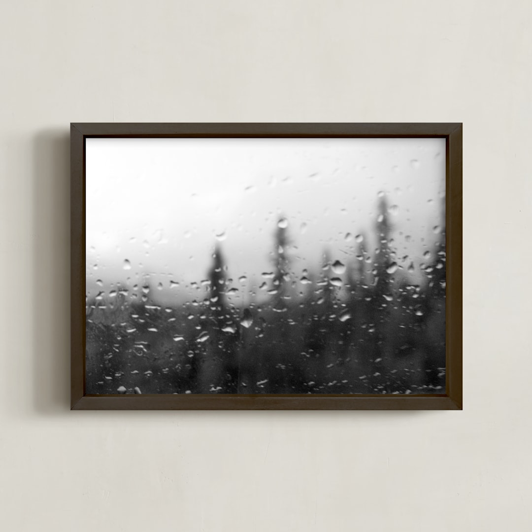 "Rainy Weather Drive" - Art Print in Black and white by Ardell McLennan - Framed