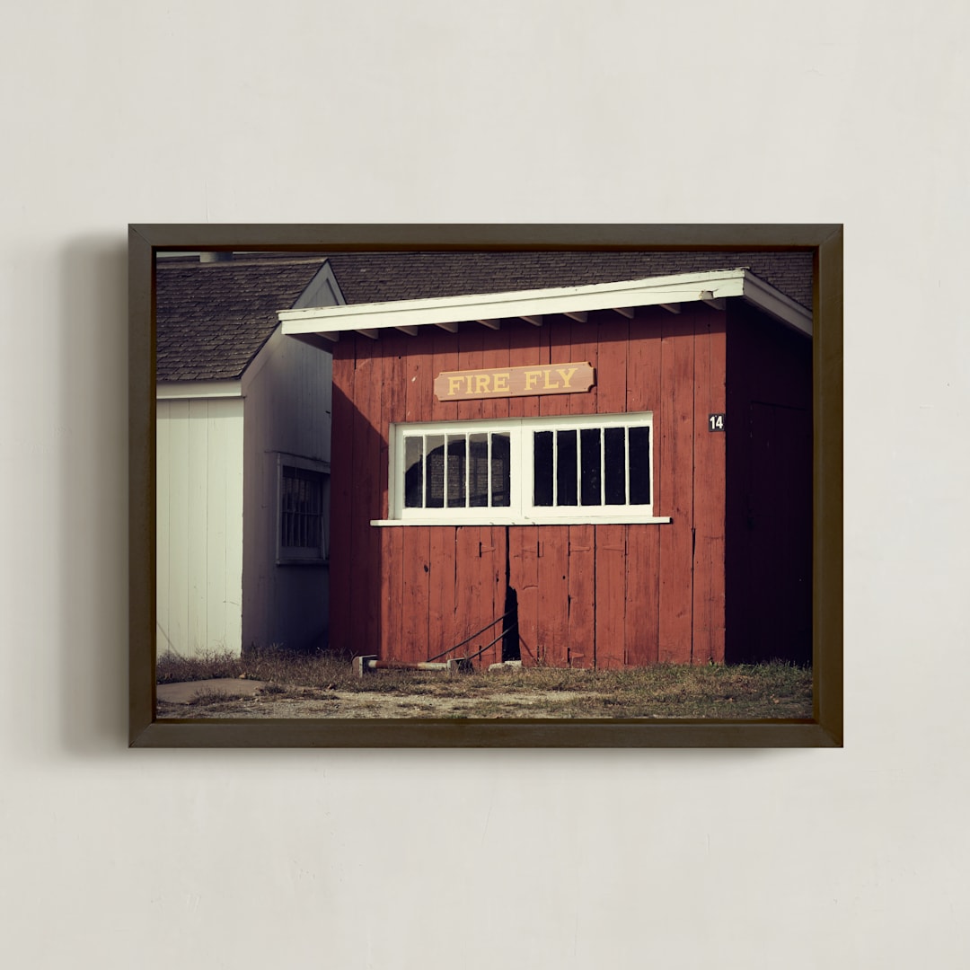 "Fire Fly" - Art Print in Barn Red by Gray Star Design - Framed