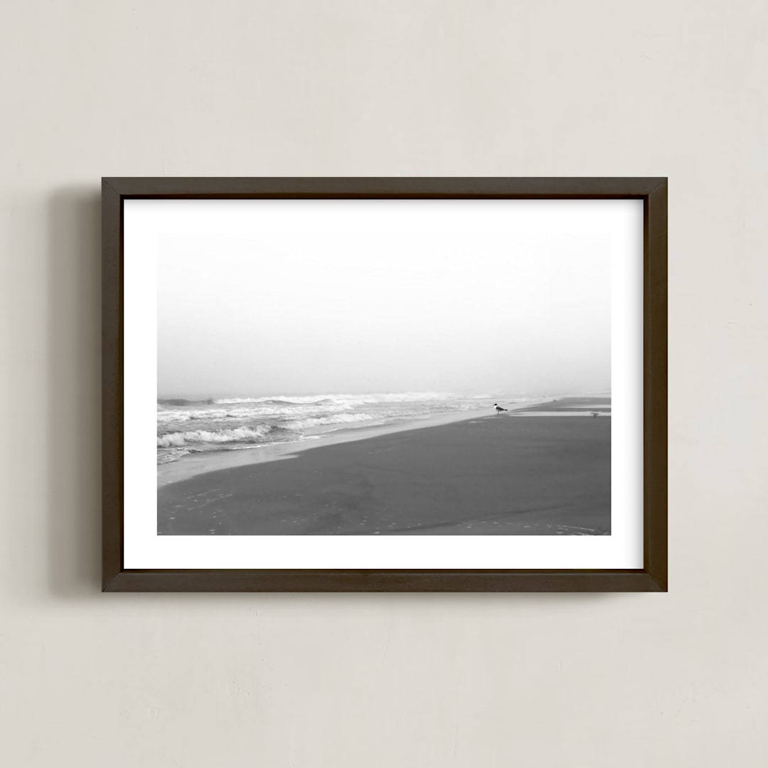 "Contemplating" - Art Print in Mist by Three Wings North - Framed