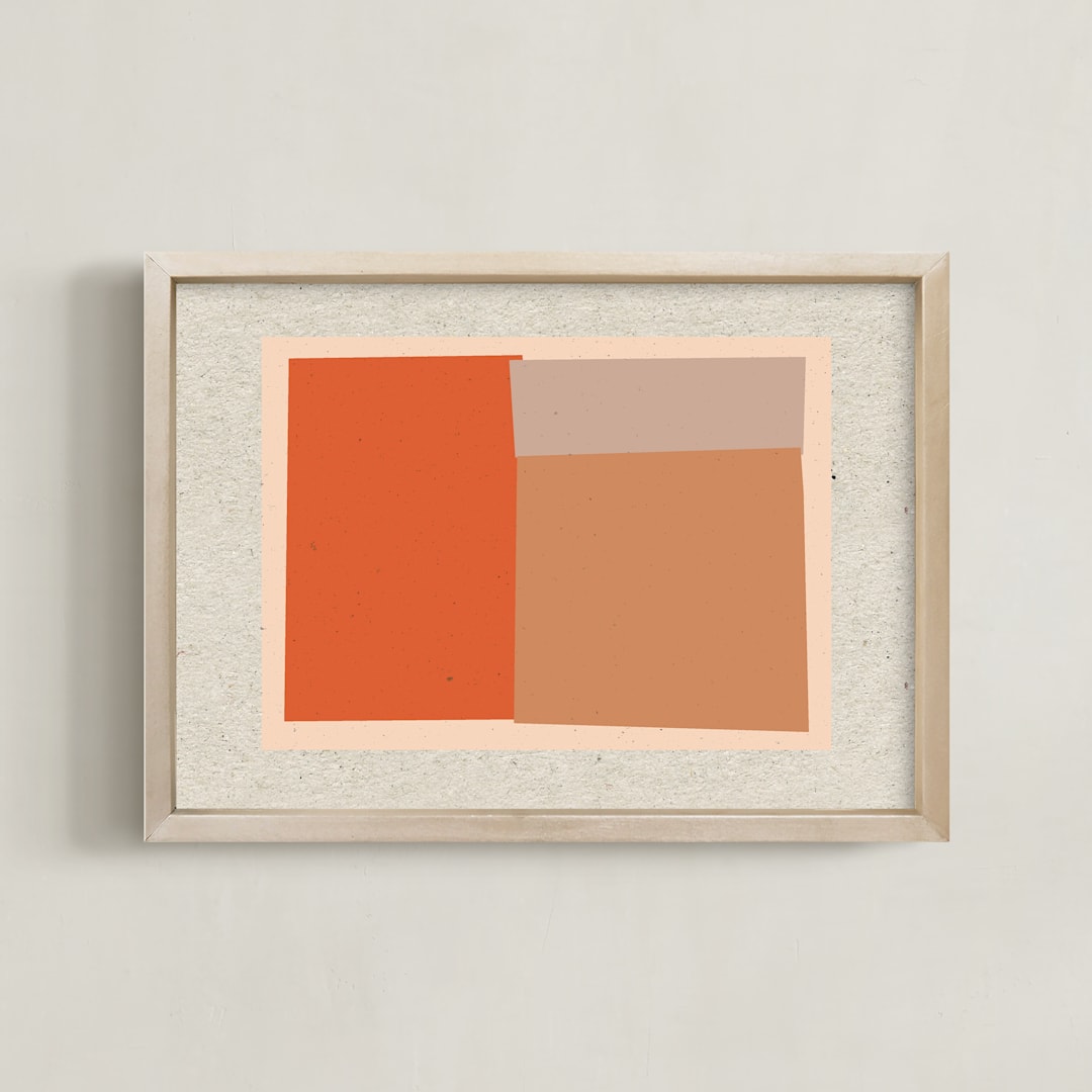 "Come And Stay With Me III" - Art Print in Albers Orange by Alain Castoriano - Framed