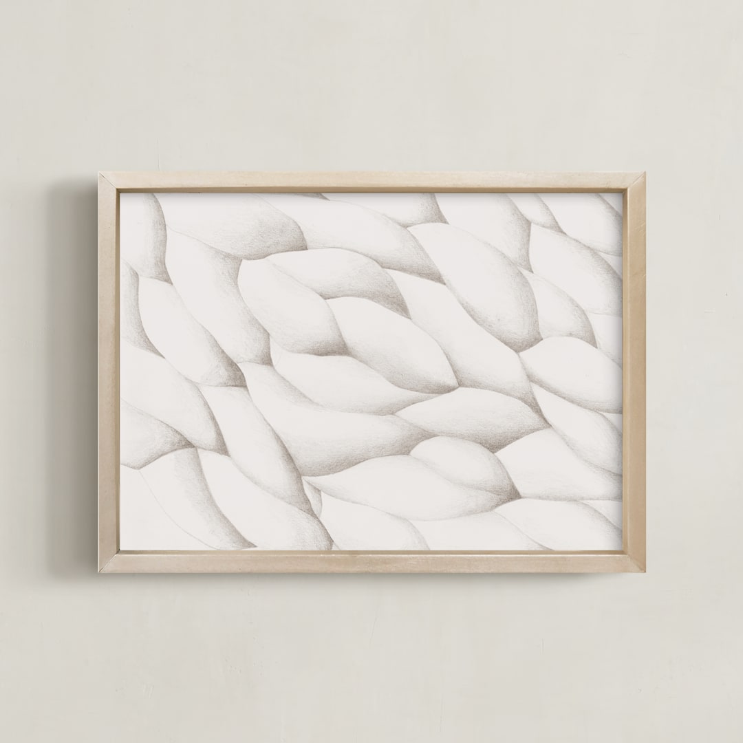 "Carved Wood" - Art Print in Bone by Emily Kariniemi - Framed