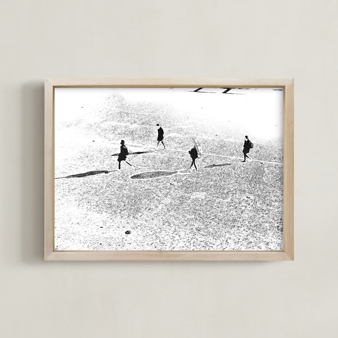 "Figureground #1 - Moving by a silence path" - Art Print in Ivory Black by Van Tsao - Framed