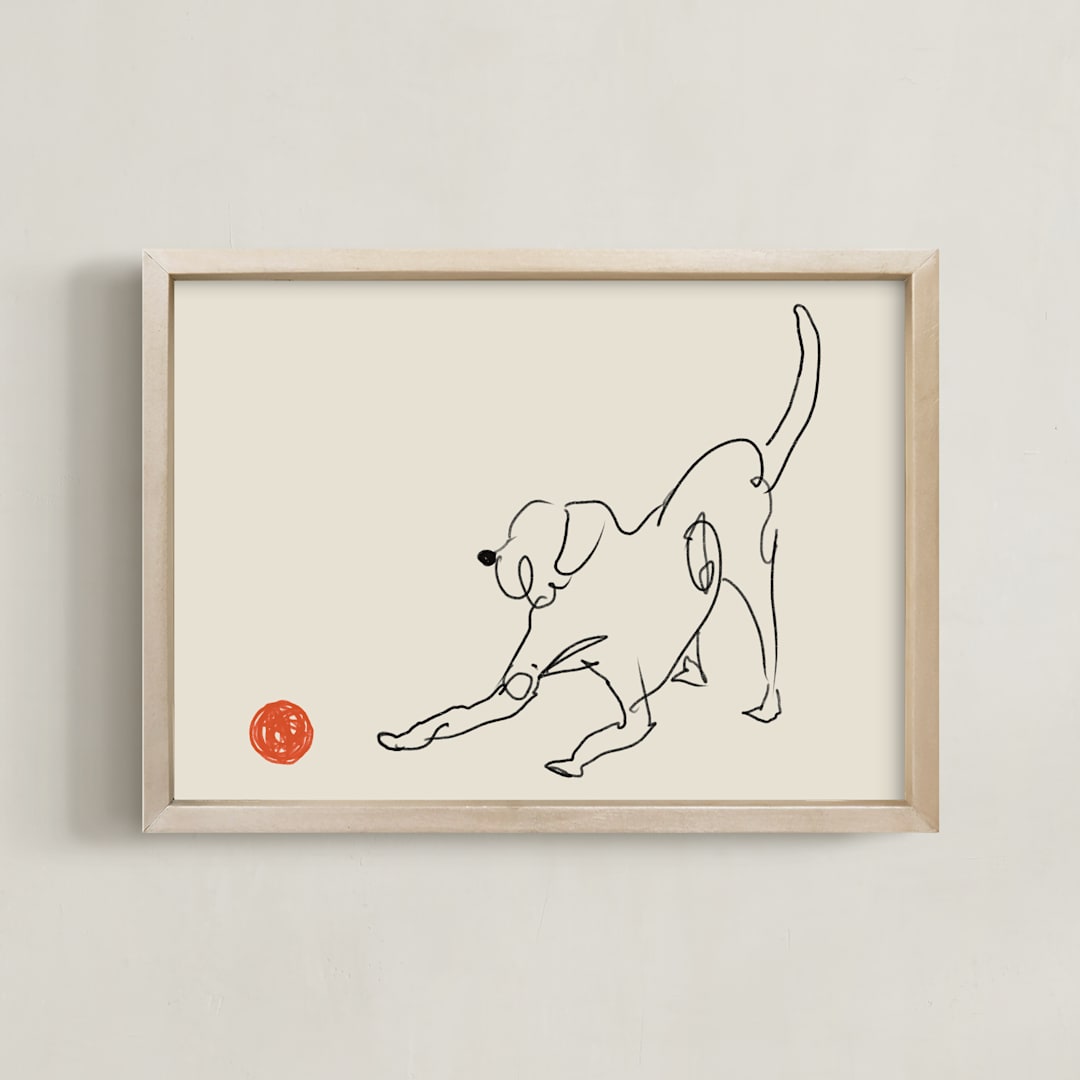"Let's Play" - Art Print in Sand Beige by Adelyn T. - Framed