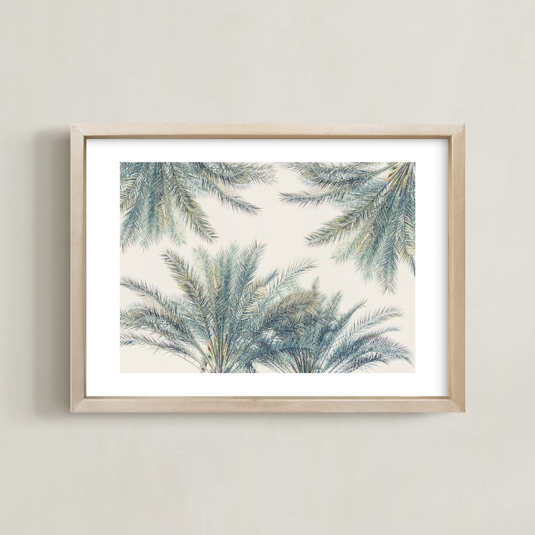 "Fronds in High Places" - Art Print in White by Irene Suchocki - Framed