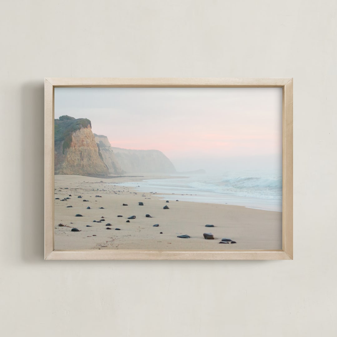 "Pacific Dusk" - Art Print in Sunset Blush by Janel Galvez - Framed