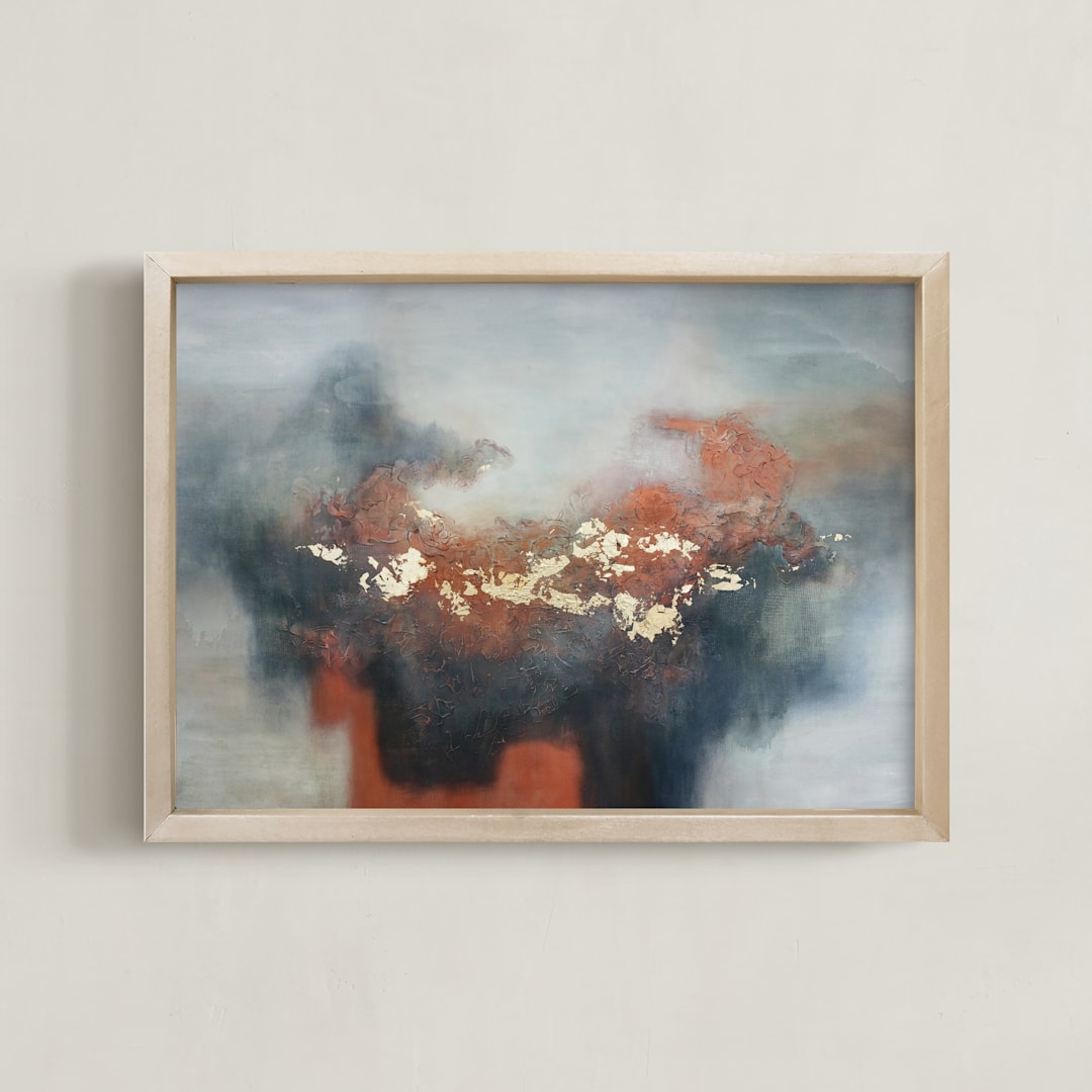 "Will You Hold Me" - Art Print in Foggy Blue by Christine Olmstead - Framed