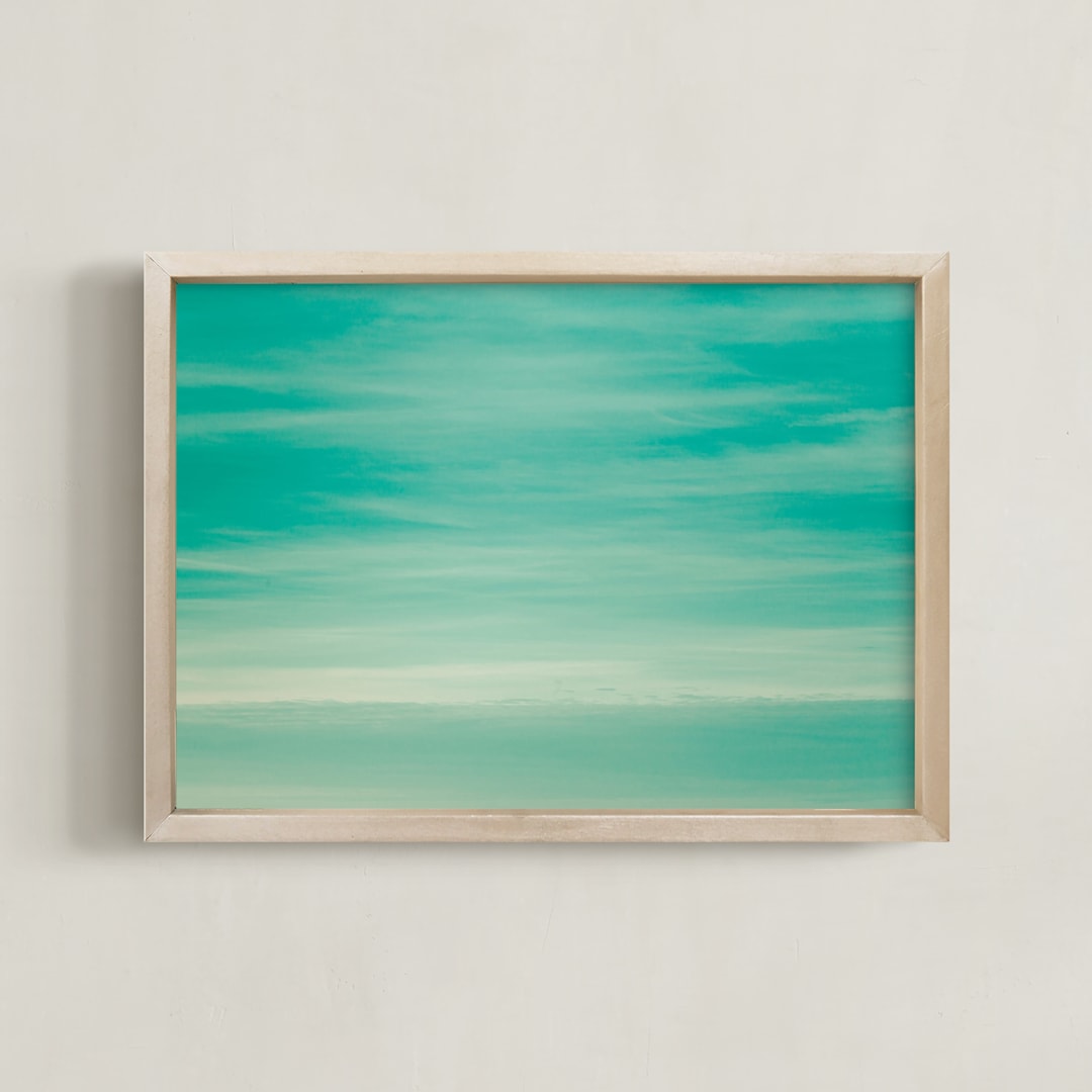 "Mint sky" - Art Print in Light turquoise by Lying on the grass - Framed