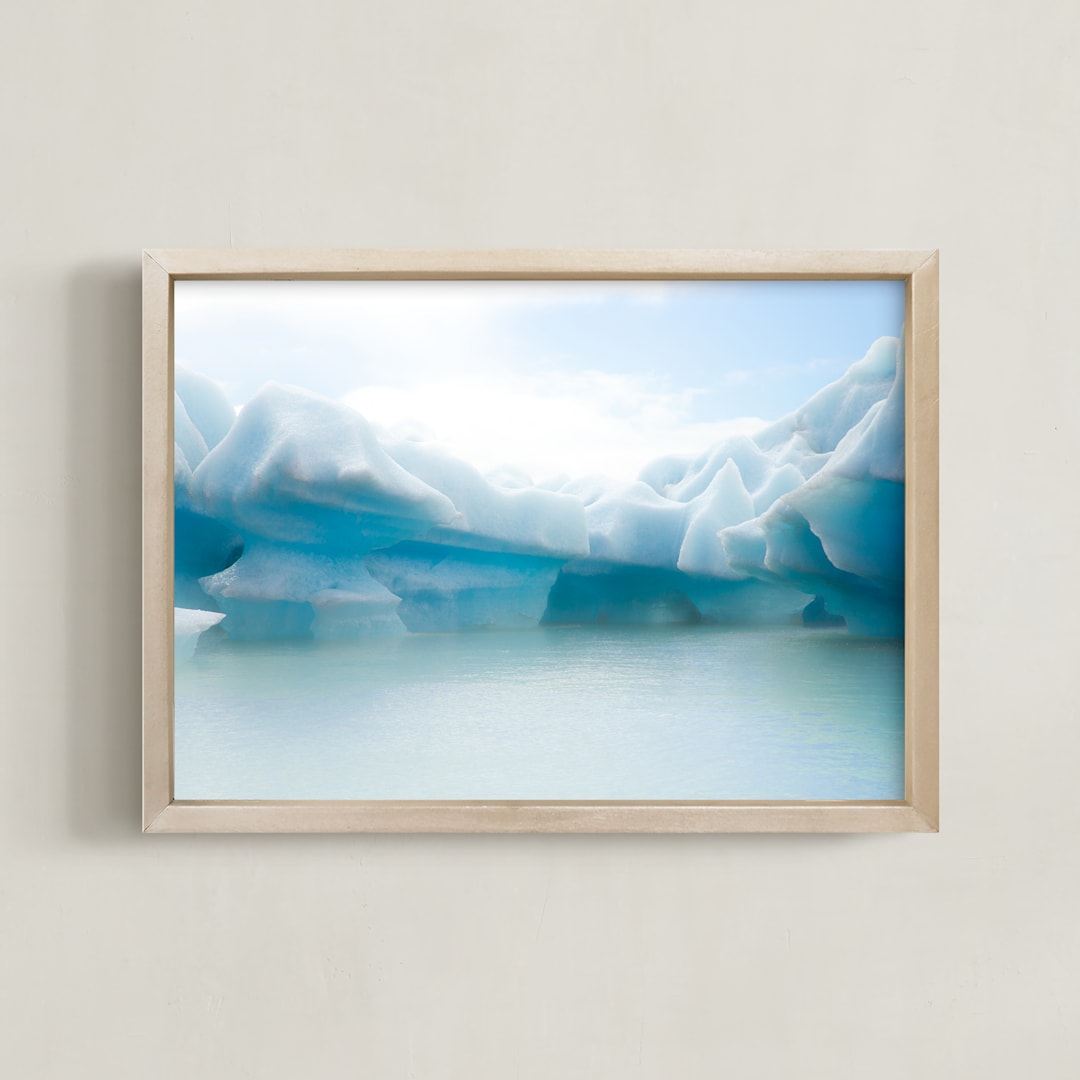 "Crystalline Shapes #1" - Art Print in iceberg teal by Van Tsao - Framed