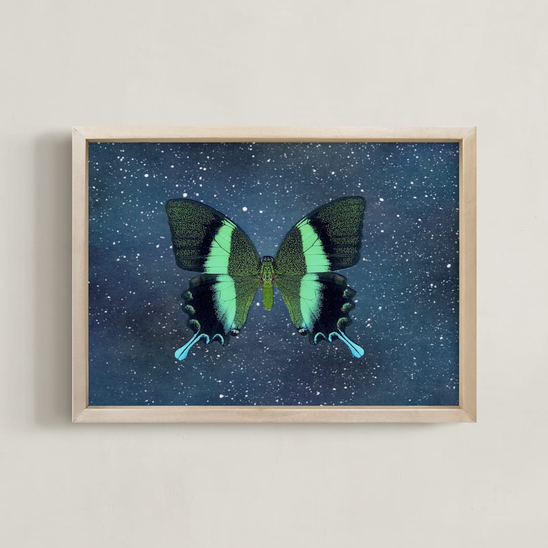 "Fly Away #1" - Art Print in Outer Space Blue by Kisco Print Shop - Framed