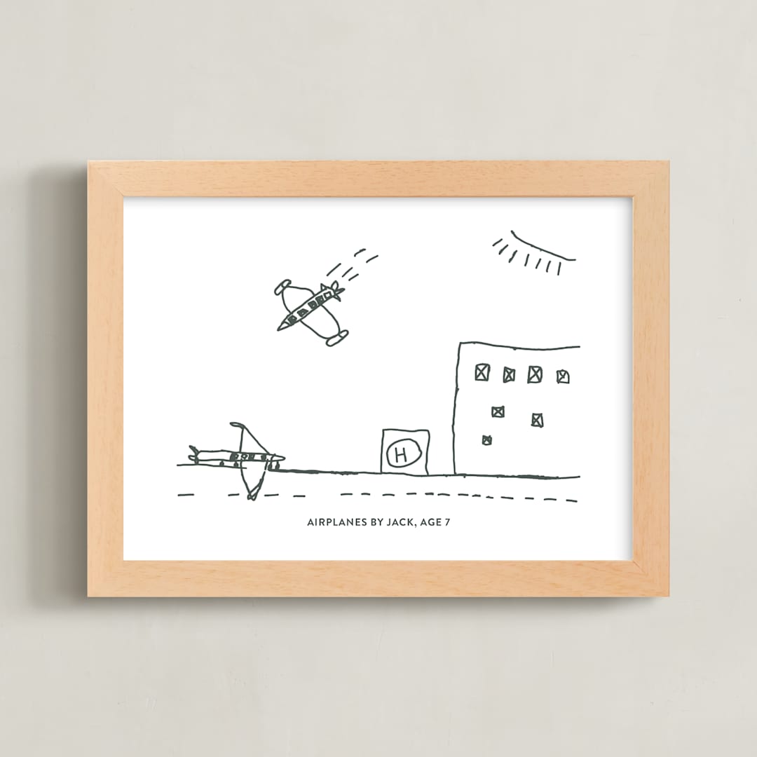 "Your Drawing: Landscape Custom Print" - Custom Print in Deep Gray by Minted - Framed