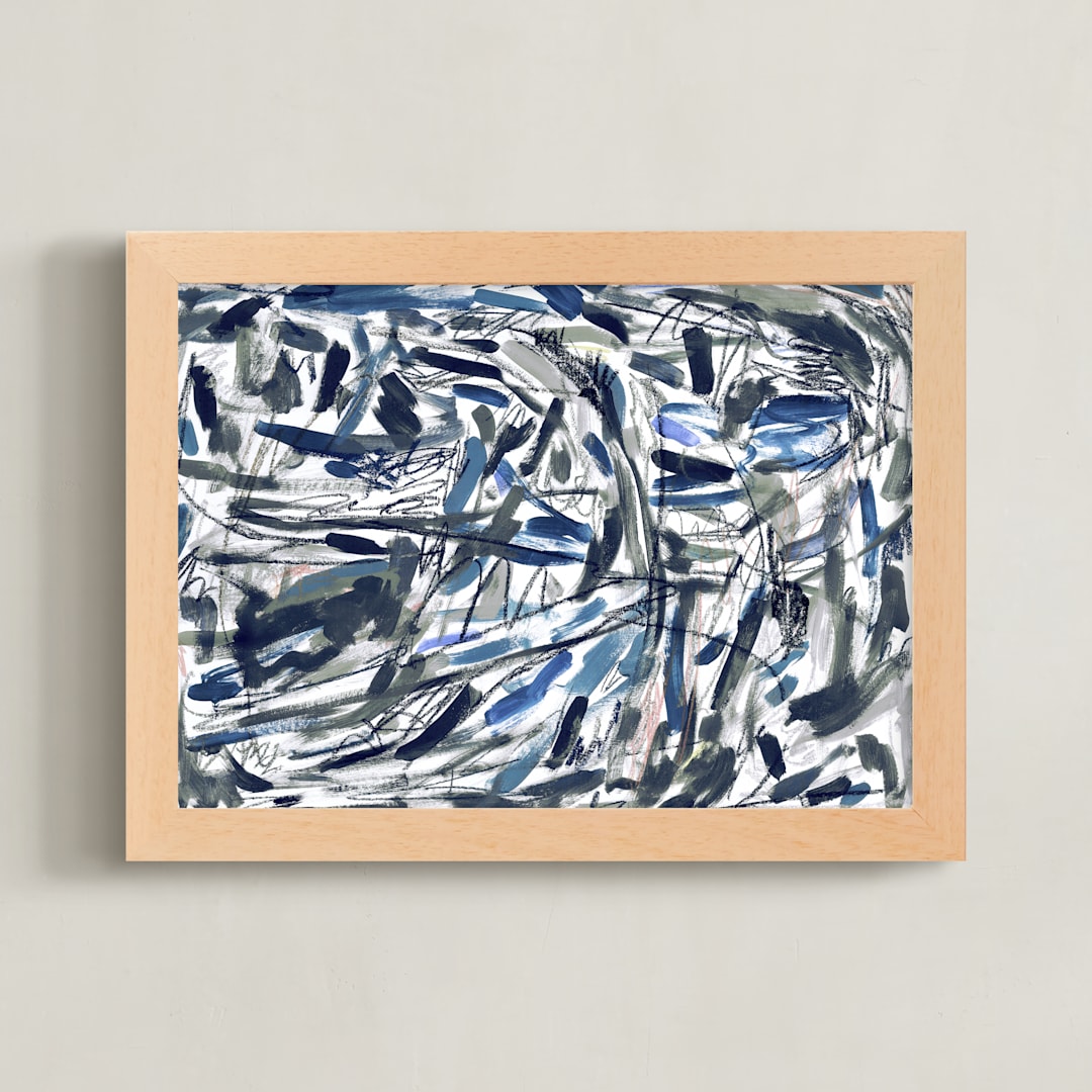 "Intuition" - Art Print in Kinetic Blue by Kristine Sarley - Framed