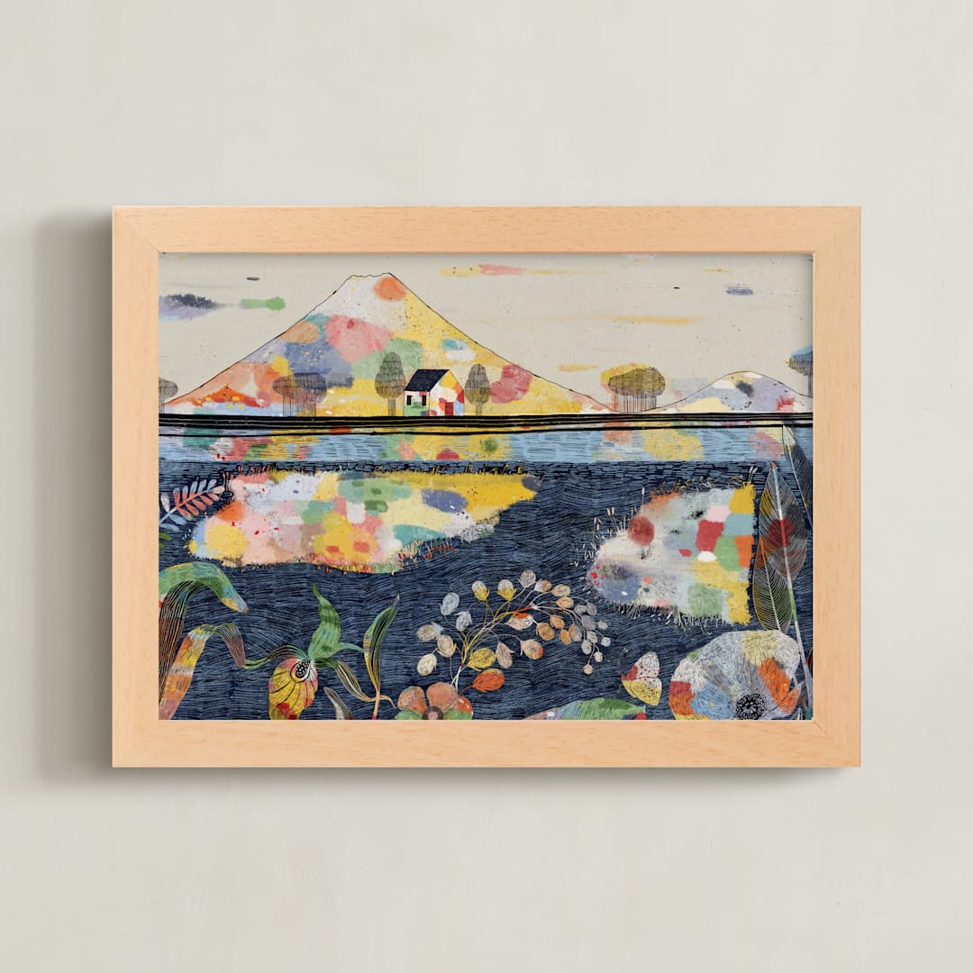 "The Lake House" - Art Print in Polo Blue by Lee-Anne Schmidt - Framed