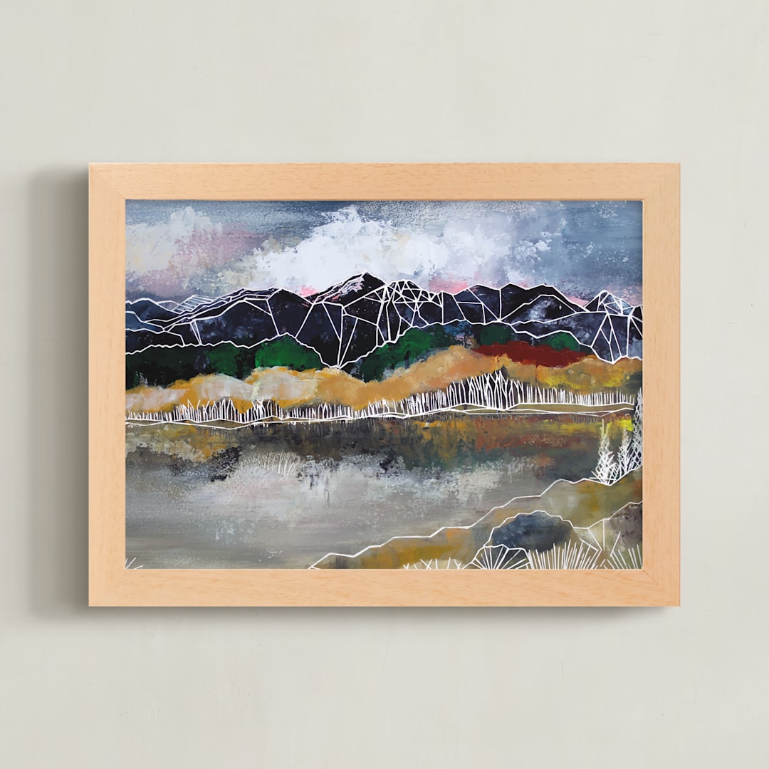"The Glass Lake" - Art Print in Moody Blue by Sarah Fitzgerald - Framed