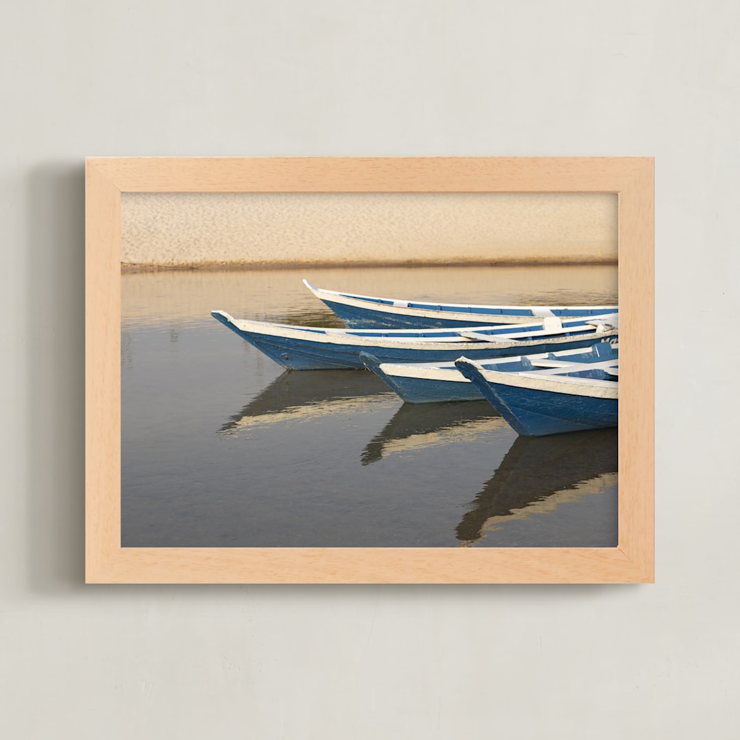 "Side by Side" - Art Print in Blue by Eliane Lamb - Framed