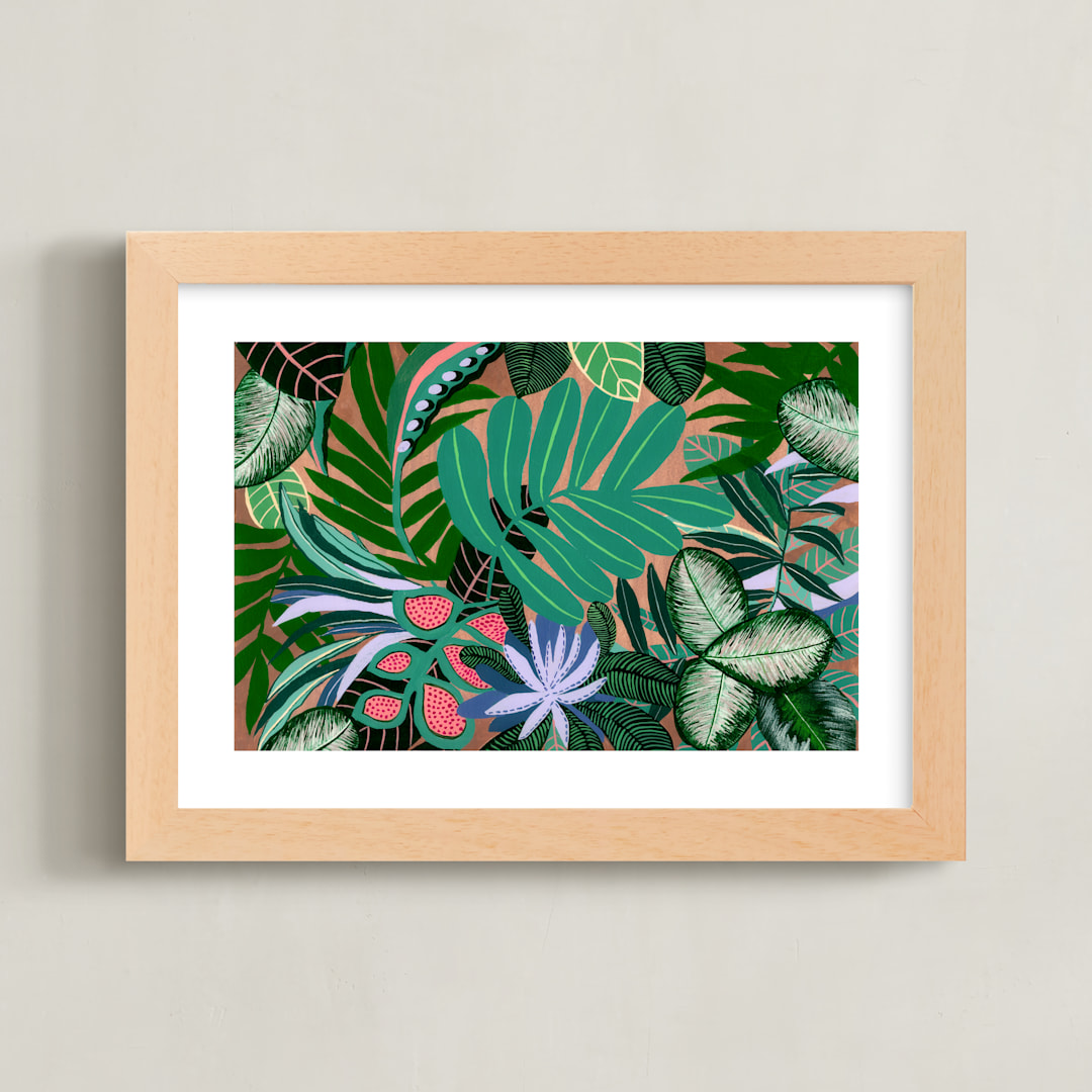 "Paradise" - Art Print in Emerald Green by FERNANDA MARTINEZ - Framed