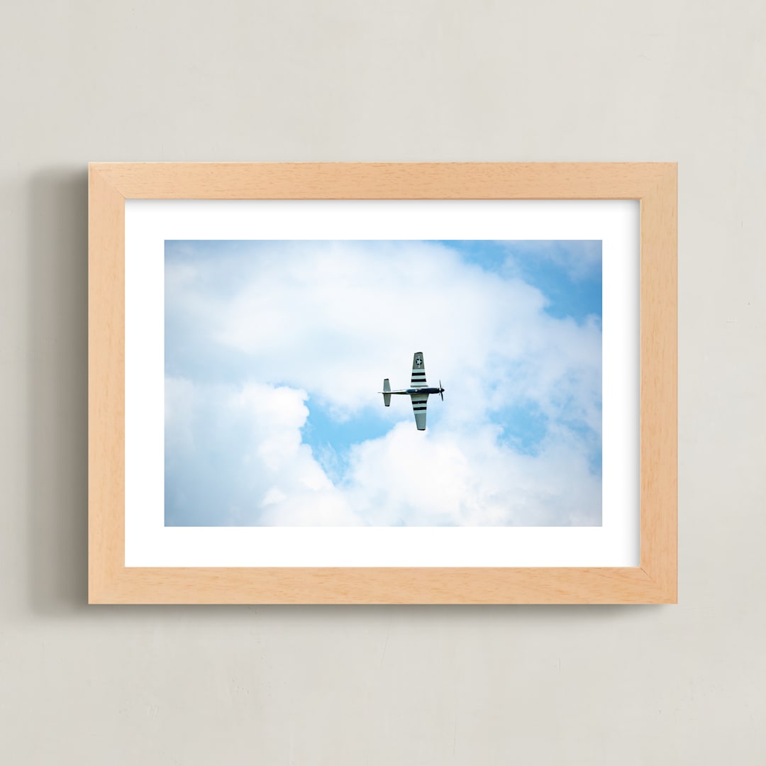 "Sky High" - Art Print in Sky Blue by Janet Cruz - Framed