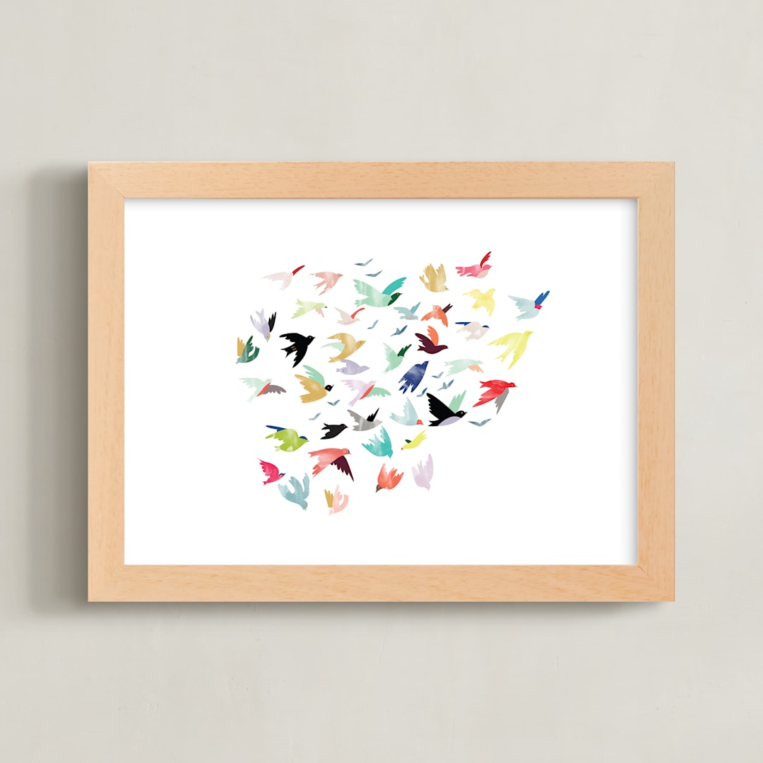 "Songbirds" - Art Print in Multi-Colored by Eve Schultz - Framed