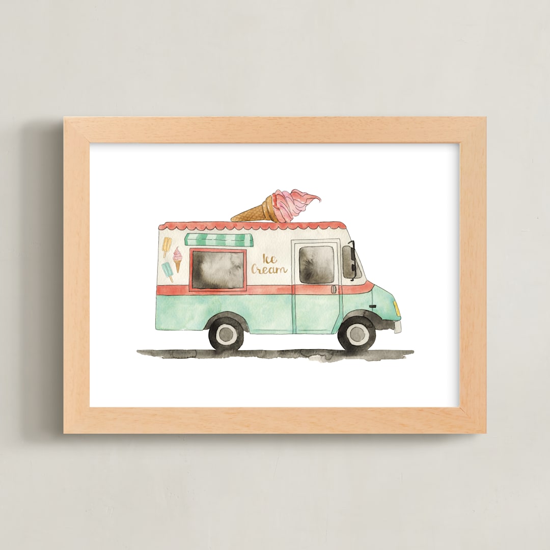 "Ice Cream" - Art Print in Mint by Kelsey McNatt - Framed