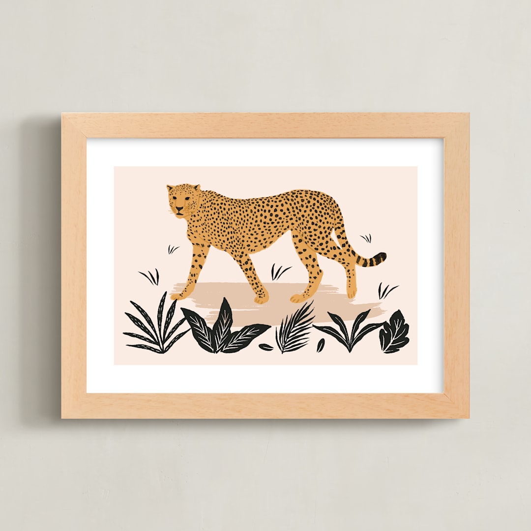 "The Cheetah" - Art Print in Sunset by Elly - Framed