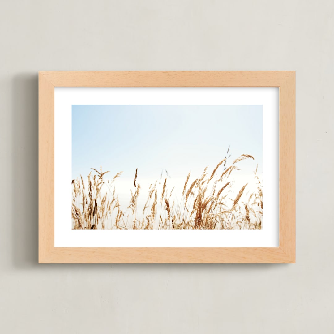 "Windswept View" - Art Print in Wheat by Morgan Kendall - Framed
