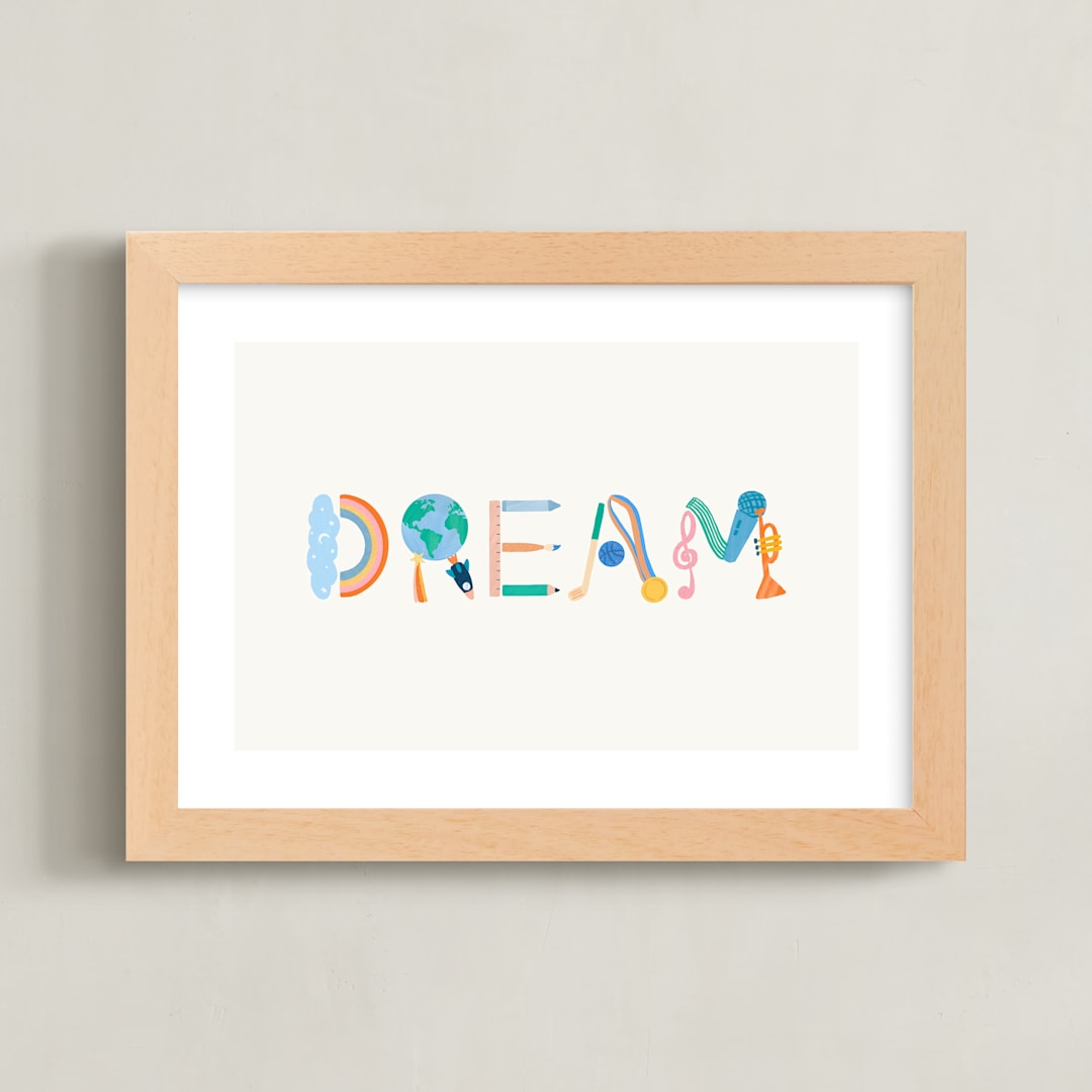 "DREAM DREAM" - Art Print in Rainbow by SunLee Art - Framed