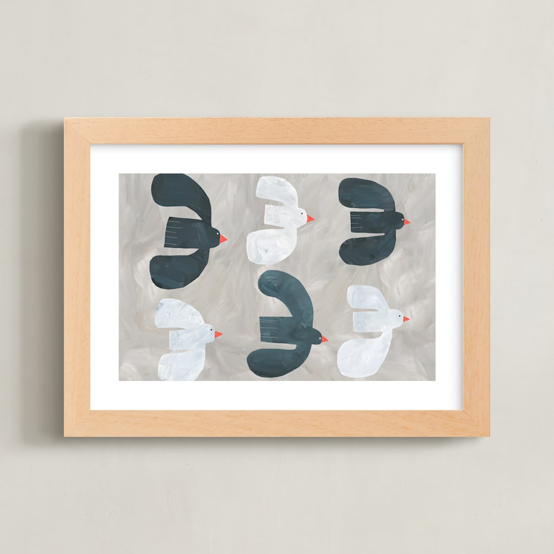 "Soar" - Art Print in Driftwood Taupe by Alicia Abla - Framed