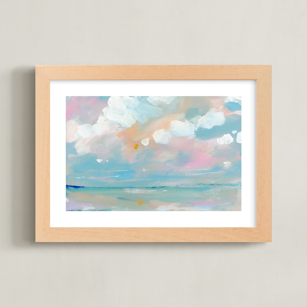 "Turquoise Beach" - Art Print in Turquoise by Lindsay Megahed - Framed