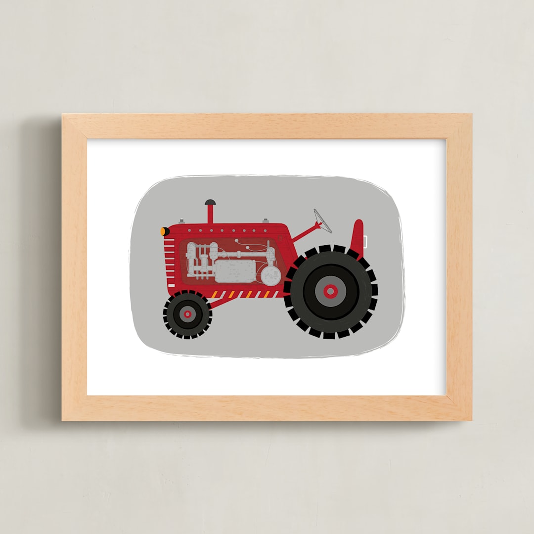 "The Tractor" - Art Print in Little Red by Rebecca Marchese - Framed