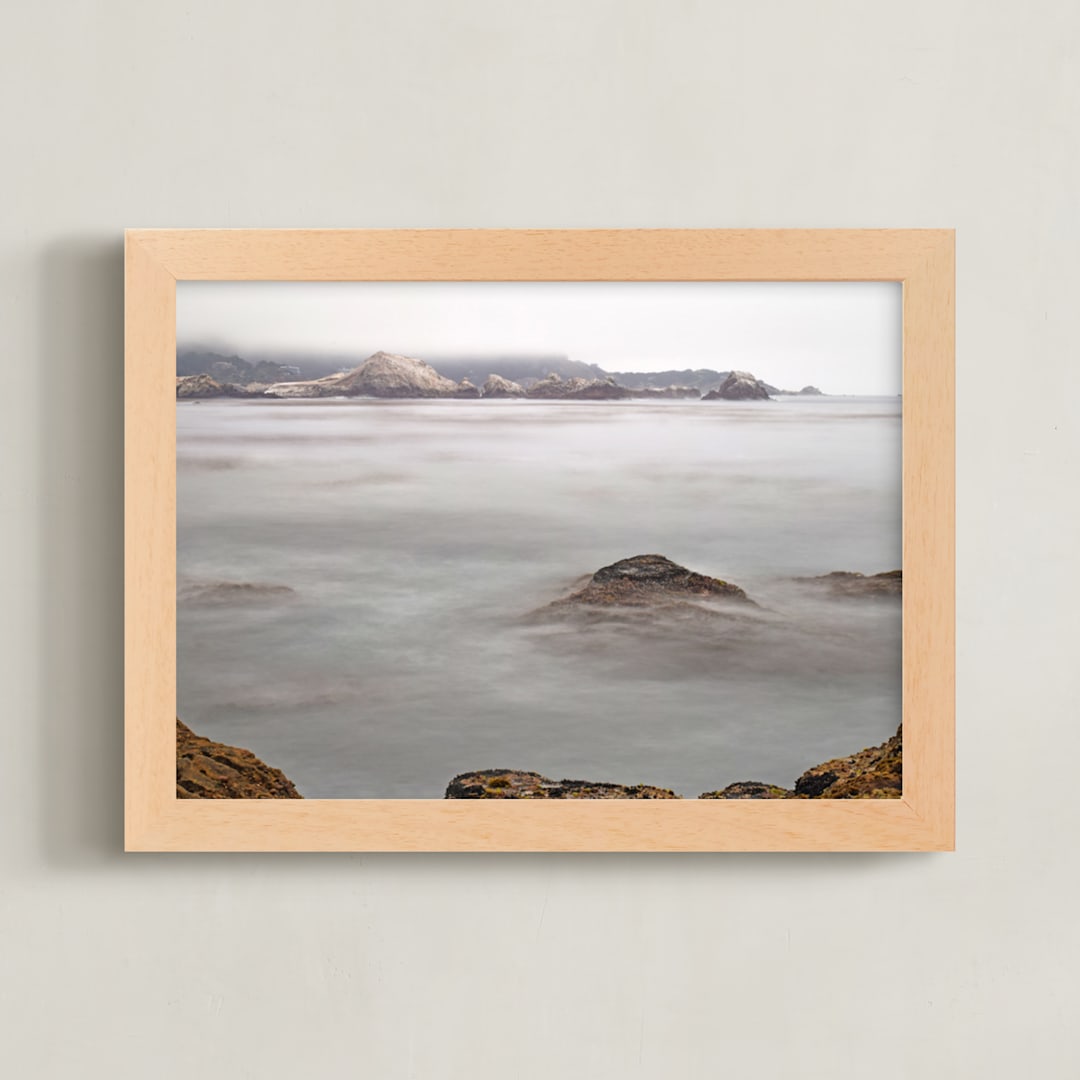 "Peaceful Ocean" - Art Print in Foggy grey by NSMARK - Framed