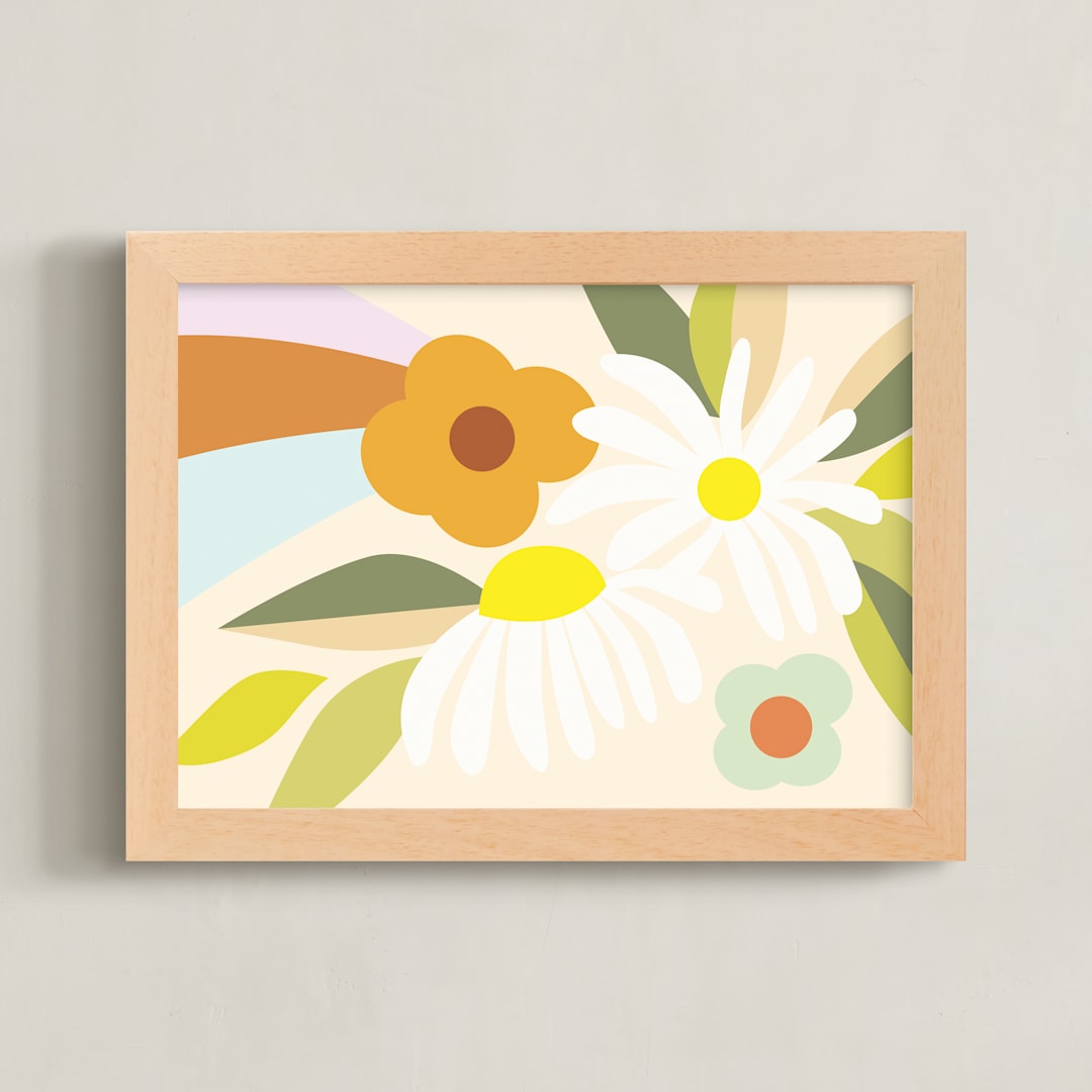 "Sunny Side" - Art Print in Cream by Haley Warner - Framed