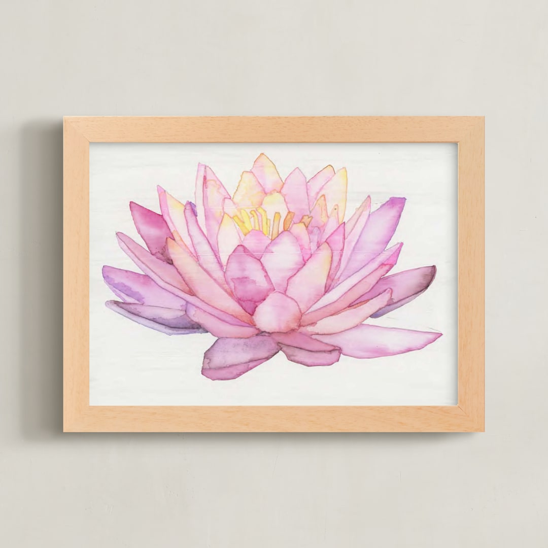 "Pink Water Lily " - Art Print in Pink by Heidi Lowell - Framed