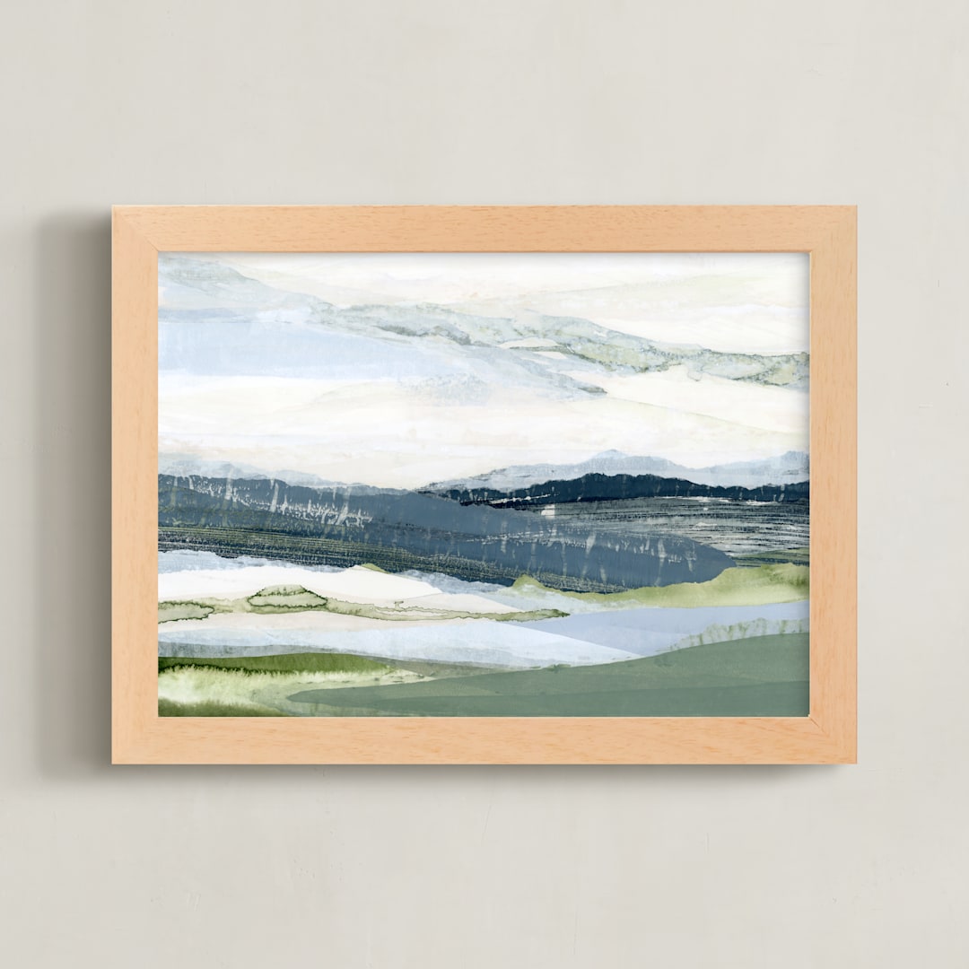 "After the Rain I" - Art Print in Deep Blue by Lara Eckerman - Framed